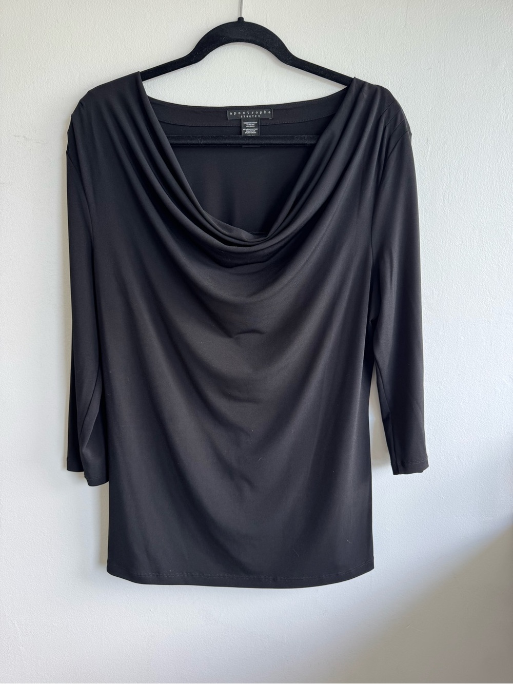 Apostrophe Black Stretch Knit Top - L/G
